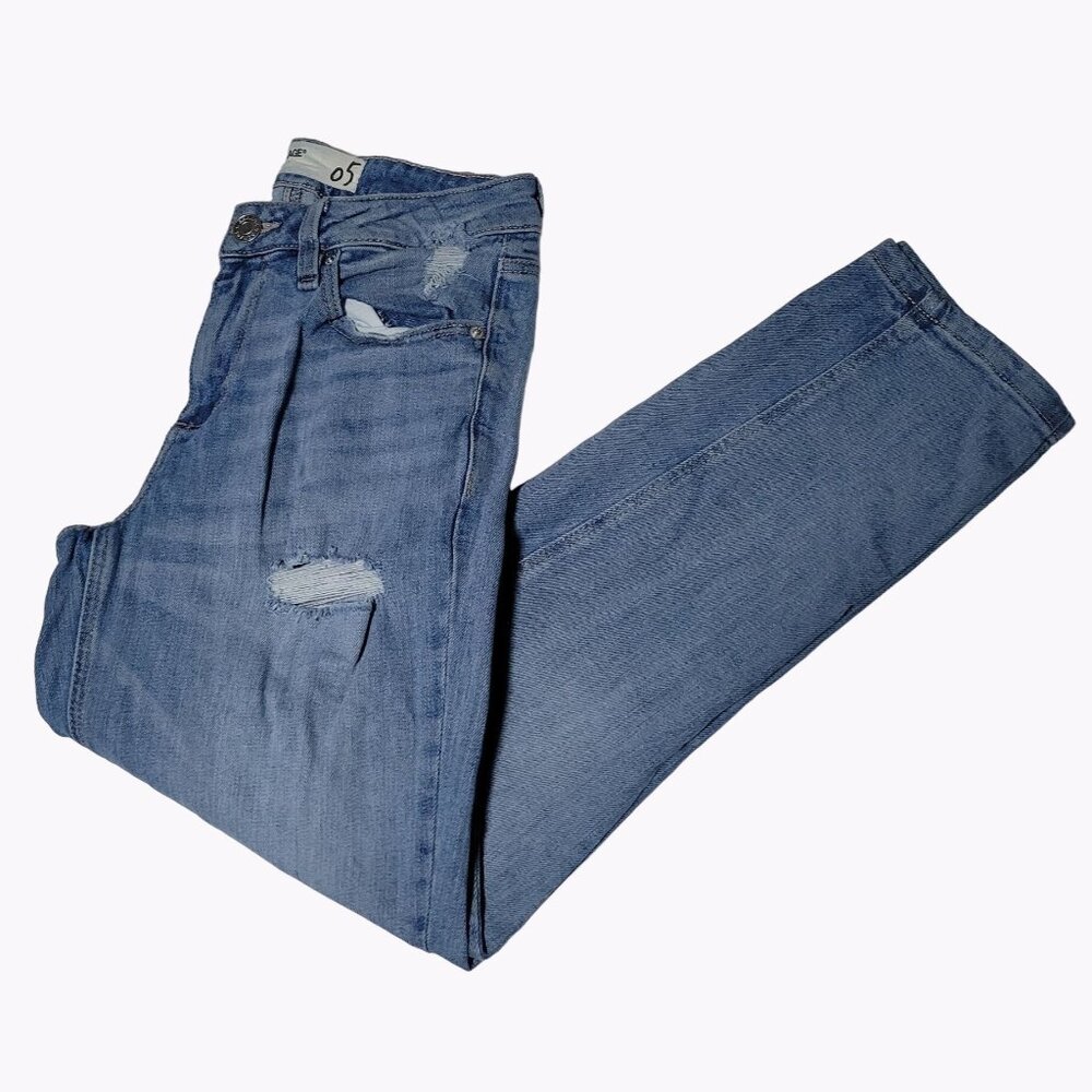 Garage Jeans Womens Size 5 Straight Mid Rise Light Wash Distressed Ripped Denim